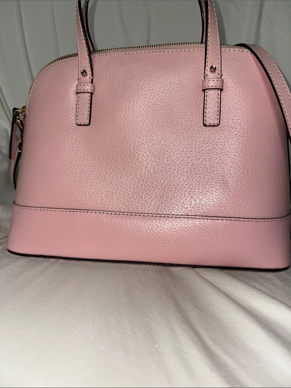 kate spade pink leather dome satchel with gold-tone hardware